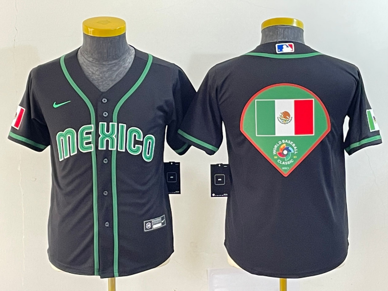 Women's Mexico Baseball 2023 Black Big Logo World Baseball Classic Stitched Jersey(Run Small) Women's Mexico Baseball 2023 Black Big Logo World Baseball Classic Stitched Jersey(Run Small)